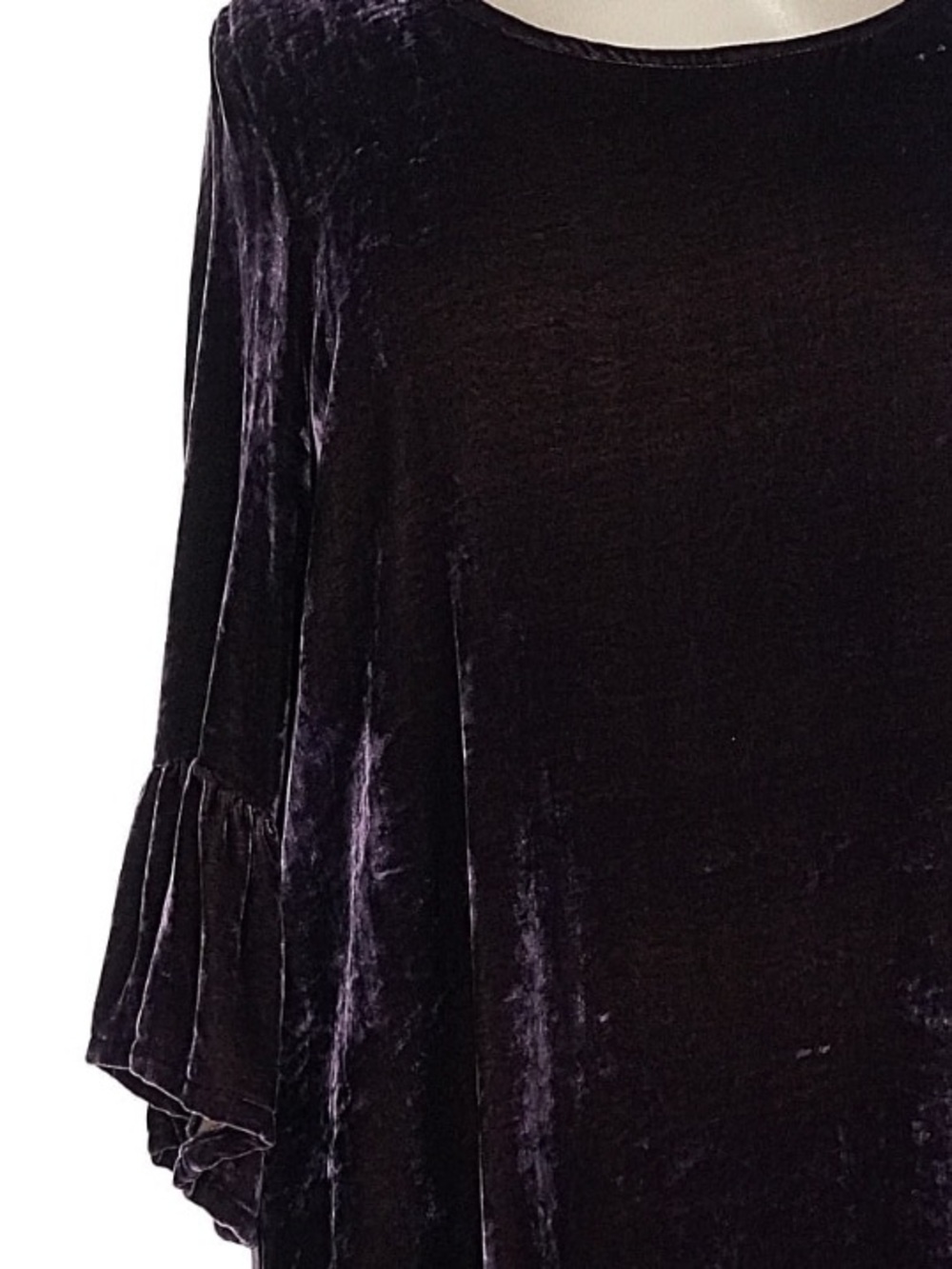 Bryn Walker Dress Tunic-Velvet silk blend rich plum purple hi-lo bell sleeves XL - Picture 6 of 17